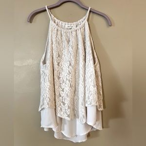 XL Taylor & Sage Cream Lace Tank Top